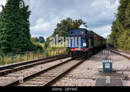 Bluebell steaming into East Grinstead station Stock Photo