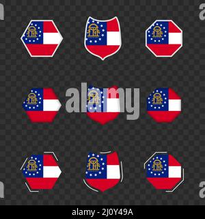 National symbols of Georgia on a dark transparent background, vector flags of Georgia. Vector illustration. Stock Vector