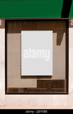 Rectangular blank billboard glass window blinds. High quality photo Stock Photo