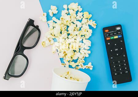 Flat lay composition cinema elements. High quality photo Stock Photo