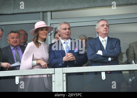 Eamonn Holmes and co presenter Isabel Webster (wearing pink)   Day 2, racing at the Cheltenham Gold Cup Festival at Cheltenham Racecourse.    Ladies d Stock Photo