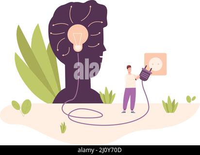 Mind trainer. Development exercise plan for confusion brain education, guide coach concept, personal coaching mentoring, vector illustration. Approach problem and solution plan Stock Vector