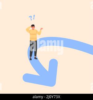Reverse trend. Turning point, reversal direction arrow backward, process financial advance, contrary optimize vector illustration. Arrow trend change, effort turning Stock Vector