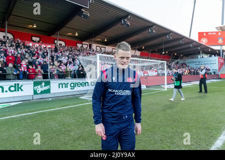 Aalborg, Denmark. 20th Mar, 2022. Kasper Kusk of AAB seen after the 3F Superliga match between Aalborg Boldklub and Broendby IF at Aalborg Portland Park in Aalborg. (Photo Credit: Gonzales Photo/Alamy Live News Stock Photo