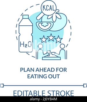 Plan ahead for eating out turquoise concept icon Stock Vector