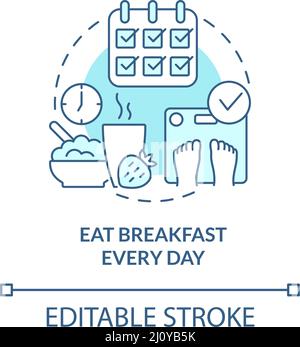 Eat breakfast every day turquoise concept icon Stock Vector