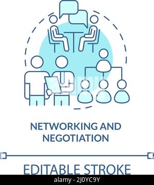 Networking and negotiation turquoise concept icon Stock Vector
