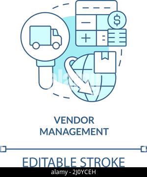 Vendor management turquoise concept icon Stock Vector