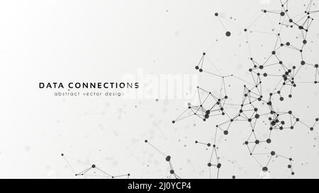 Abstract mesh vector background. Futuristic technology style card. Lines, point, planes in 3d space. Stock Vector