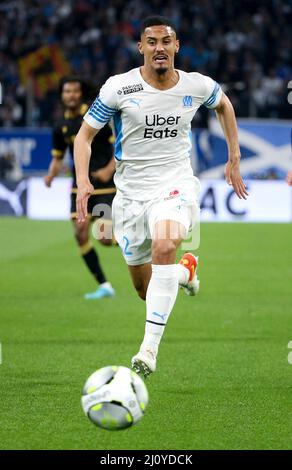 William Saliba of Marseille during the French championship Ligue 1 football match between Olympique de Marseille and OGC Nice on March 20, 2022 at Velodrome stadium in Marseille, France - Photo Jean Catuffe / DPPI Stock Photo