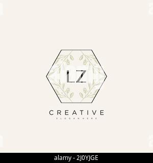 LZ Initial Letter Flower Logo Template Vector premium vector Stock Vector