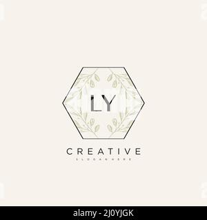 LY Initial Letter Flower Logo Template Vector premium vector Stock Vector