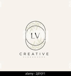 LV Initial Letter Flower Logo Template Vector premium vector Stock Vector