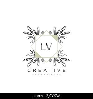 VL Initial Letter Gold calligraphic feminine floral hand drawn