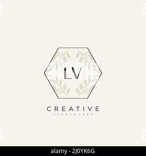 LV Initial Letter Flower Logo Template Vector premium vector Stock Vector