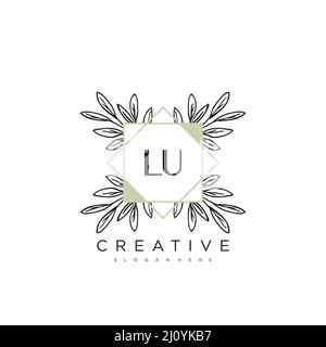 LU Initial Letter Flower Logo Template Vector premium vector Stock Vector