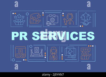 PR services word concepts blue banner Stock Vector