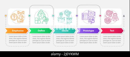 Design thinking process for business rectangle infographic template Stock Vector