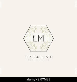 LM Initial Letter Flower Logo Template Vector premium vector Stock Vector