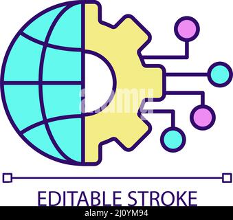 Global transition in digital technology RGB color icon Stock Vector