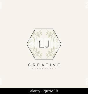 LJ Initial Letter Flower Logo Template Vector premium vector Stock Vector