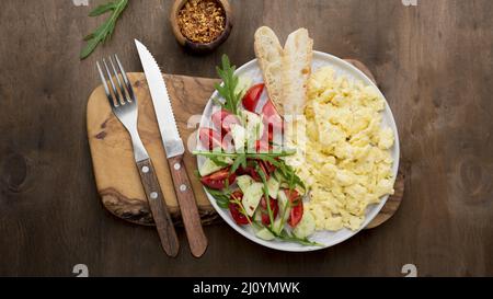 Scrambled eggs plate. High quality photo Stock Photo