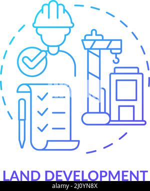Land development blue gradient concept icon Stock Vector