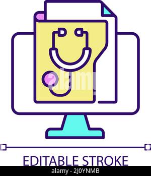 Digital medical records RGB color icon Stock Vector