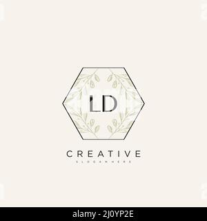 LD Initial Letter Flower Logo Template Vector premium vector Stock Vector