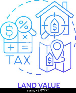 Land value blue gradient concept icon Stock Vector