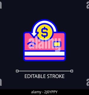 Cashback pixel perfect RGB color icon for dark theme Stock Vector