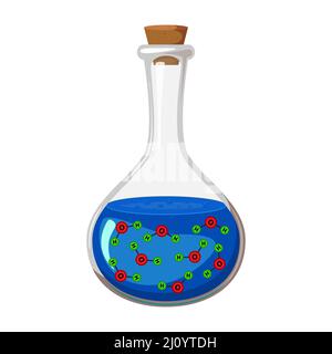 H2O molecule in test tube. Water matter icon. Vector illustration isolated on white background Stock Vector