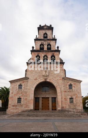 Church of Our Lady of the Assumption of St. Mary in Cangas de Onis, Spain Stock Photo