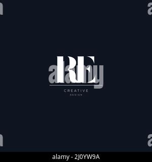 RE letter minimalist logo design template Stock Vector