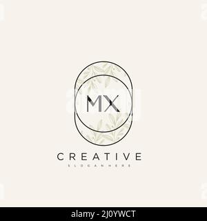 MX Initial Letter Flower Logo Template Vector premium vector Stock Vector