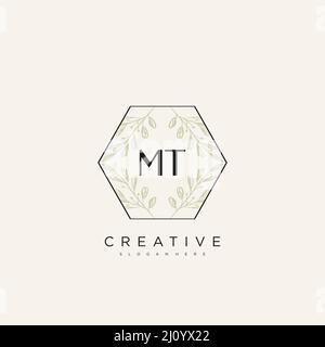 MT Initial Letter Flower Logo Template Vector premium vector Stock Vector