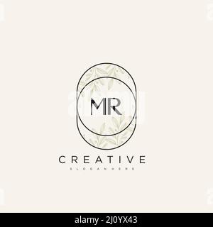 MR Initial Letter Flower Logo Template Vector premium vector Stock Vector