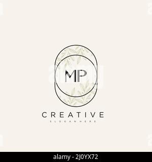 MP Initial Letter Flower Logo Template Vector premium vector Stock Vector