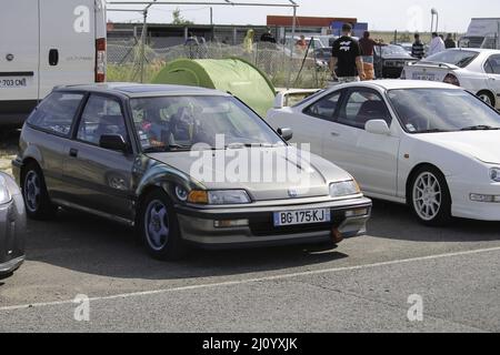 Old Honda Civic EG tuned, exhibition of custom performance cars Stock Photo