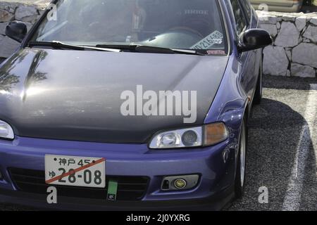 Old Honda Civic EG tuned, exhibition of custom performance cars Stock Photo