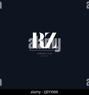 RZ letter minimalist logo design template Stock Vector