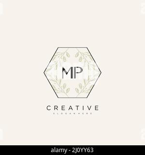 MP Initial Letter Flower Logo Template Vector premium vector Stock Vector