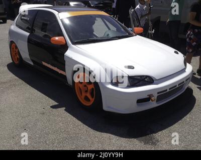 Old Honda Civic EG tuned, exhibition of custom performance cars Stock Photo