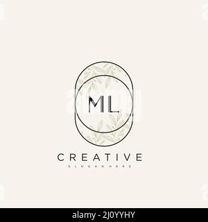 ML Initial Letter Flower Logo Template Vector premium vector Stock Vector
