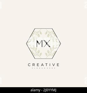MX Initial Letter Flower Logo Template Vector premium vector Stock Vector