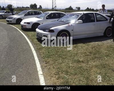 Old Honda Civic EG tuned, exhibition of custom performance cars Stock Photo