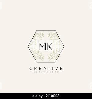 MK Initial Letter Flower Logo Template Vector premium vector Stock Vector