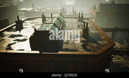 Ruins of a very heavily polluted industrial factory Stock Photo