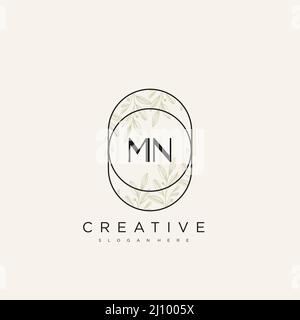 MN Initial Letter Flower Logo Template Vector premium vector Stock Vector