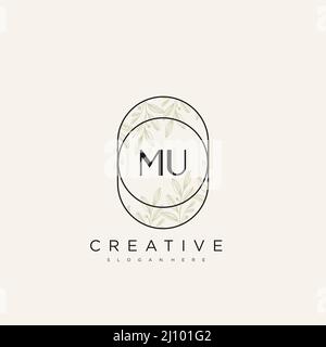 MU Initial Letter Flower Logo Template Vector premium vector Stock Vector